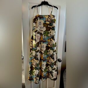 NWT C&C California Lush Green and Cream tropical midi dress